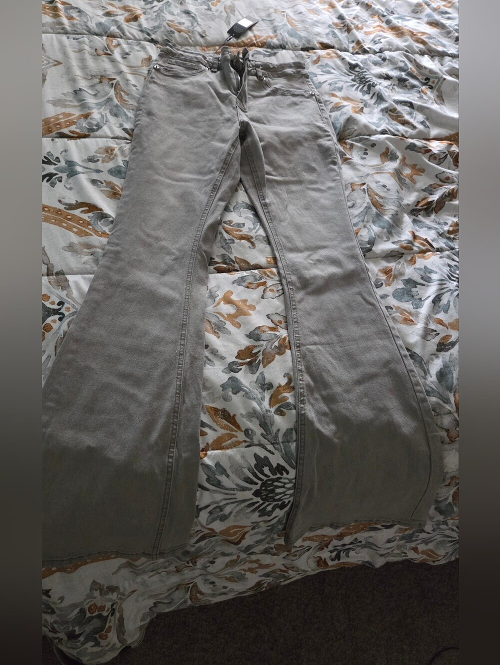 Fashion Nova Gray Flare Wide-Leg Jeans